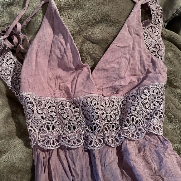 Lavender Lace Trim Jumpsuit - Picture 2 of 3